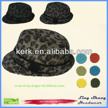 RH-08 2014 Späteste Art Art und Weise fedora 100% Baumwolle Dame Print Großhandel Cowboy Leopard Hut